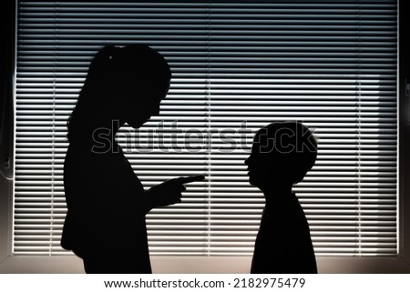 Mother disciplining her child. Parenting, and child behavior concept.  Royalty-Free Stock Photo #2182975479