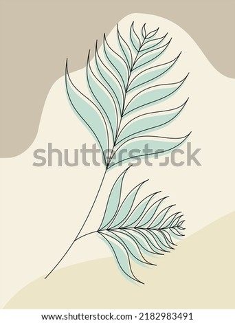 Bealtiful Leaves Wallpaper. Pastel Color Natural Element For Decoration. Hand Drawn Leaf Vector