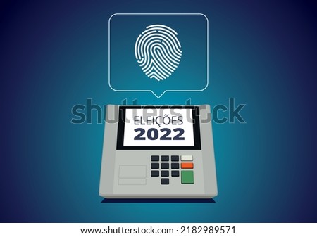 Brasil Elections 2022 - The new electronic voting machine for voting in Brazil  Banner - Vote Campaign biometric fingerprint indentification Royalty-Free Stock Photo #2182989571