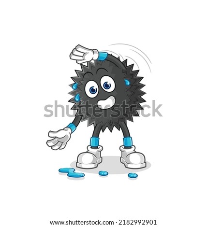 the sea urchin stretching character. cartoon mascot vector