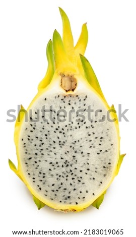 Yellow Dragon fruit isolated on white background, Dragon fruit or Pitahaya isolated on white With work path.