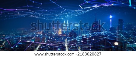Smart city and intelligent communication network of things ,wireless connection technologies concept Royalty-Free Stock Photo #2183020827