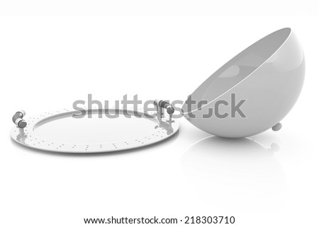 restaurant cloche with open lid 