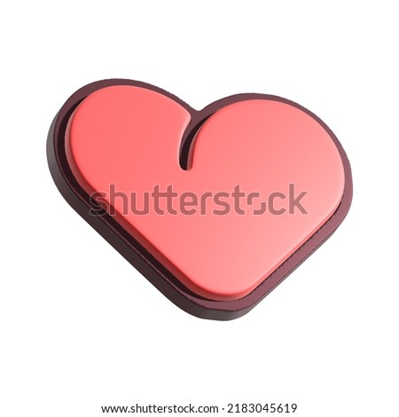 Heart symbol 3d illustration. Like button isolated on white background.