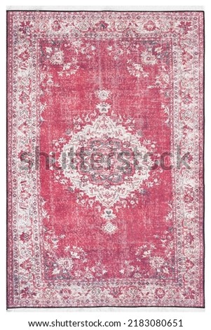 classic patterned machine rug in white background