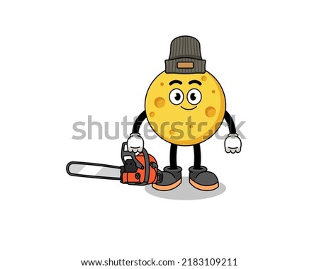 round cheese illustration cartoon as a lumberjack , character design