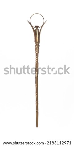 golden scepter isolated on white background Royalty-Free Stock Photo #2183112971