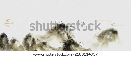 Chinese style golden gilding landscape painting background Royalty-Free Stock Photo #2183114937