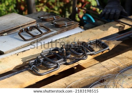 Construction worker equipment. Tools and instruments close up photo. 