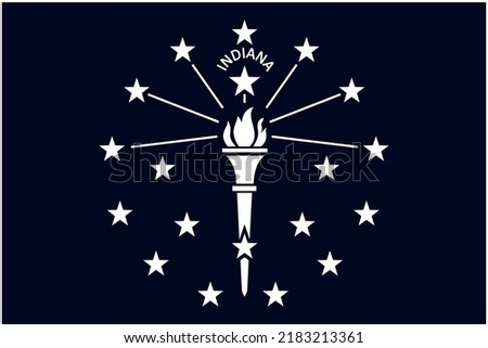 State flag of Indiana in black and white colors. Vector illustration