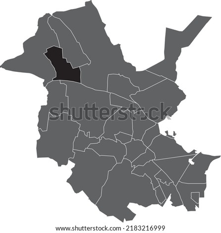 Black flat blank highlighted location map of the 
MARQUARDT DISTRICT inside gray administrative map of Potsdam, Germany