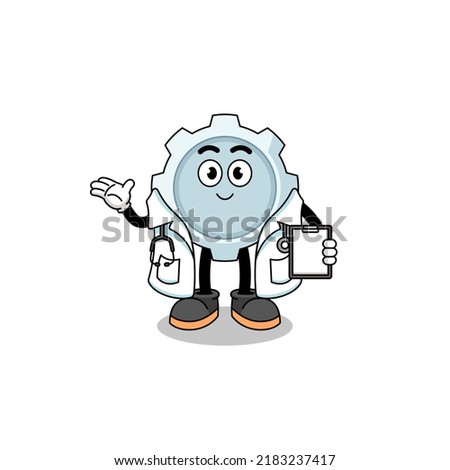 Cartoon mascot of gear doctor , character design