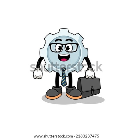gear mascot as a businessman , character design