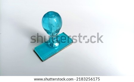 Blue clear transparent stamp for office use