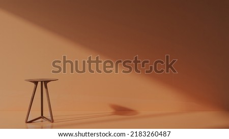 Living room interior wall mock up.of orange color background with one chair alone 