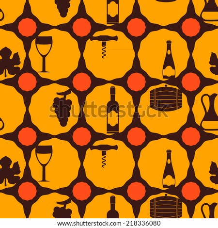 seamless background with symbols of wine making