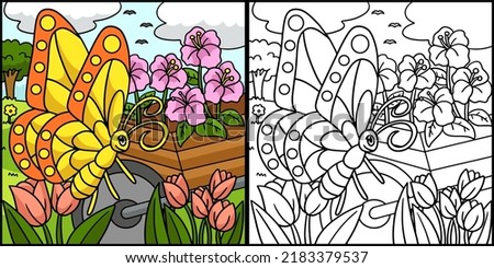 Butterfly Coloring Page Colored Illustration