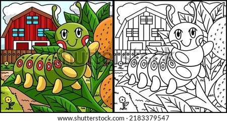 Caterpillar Coloring Page Colored Illustration
