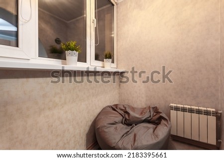 furniture on the balcony in bright interior