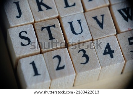 Close up  Alphabet and number  block 