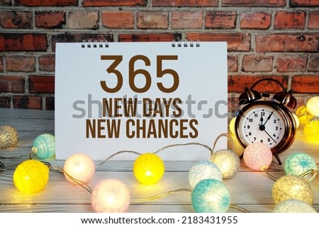 365 New Days New Chances text message with alarm clock and LED cotton balls decoration