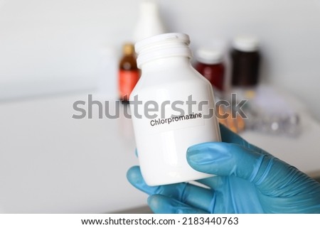 Chlorpromazine in bottle ,medicines are used to treat sick people.
