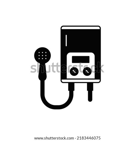 Water heater tank icon in black flat glyph, filled style isolated on white background