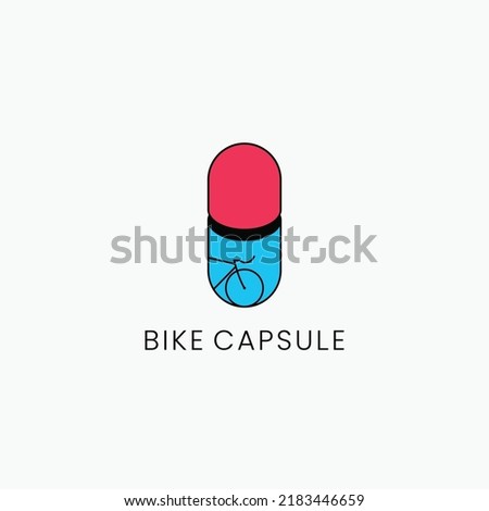Bicycle in capsule, healthy cycling vector logo icon sign symbol design concept