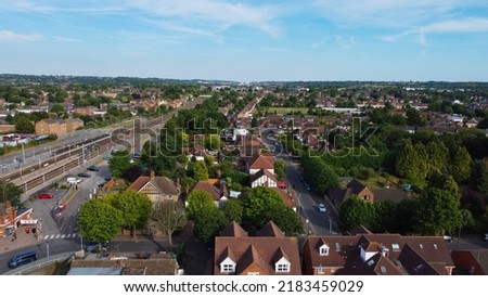 Gorgeous aerial footage of London Luton Town of England on a hot sunny day