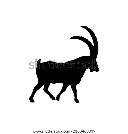 Alpine Ibex Silhouette Vector For The Best Alpine Ibex Icon Illustration. The best choice for Alpine Ibex design and relating to the Alps. Royalty-Free Stock Photo #2183468339