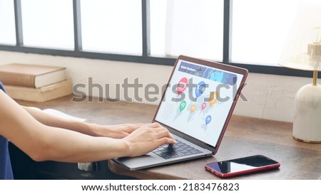 Woman working in fashionable office.