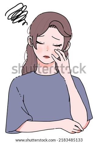 Clip art of young woman with long hair in distress