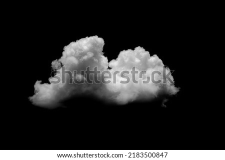 Separate white clouds on a black background have real clouds. White cloud isolated on a black background realistic cloud. white fluffy cumulus cloud isolated cutout on black background Royalty-Free Stock Photo #2183500847