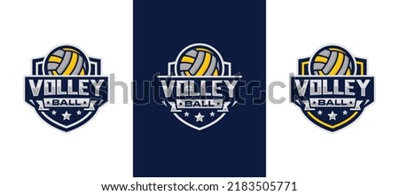 Volleyball team emblem logo set design vector