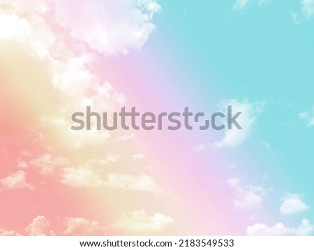 Sky and clouds in pastel tones for graphic design or wallpaper. Colorful natural in the romantic love concept. Fluffy soft background in vintage style. 