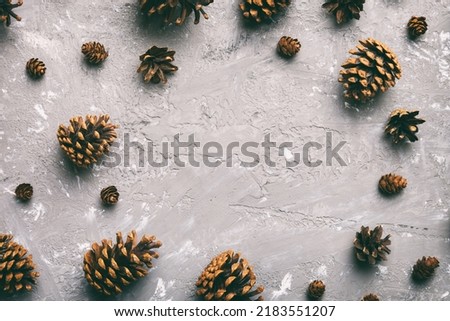 minimal creative cone frame arrangement pattern on colored background . flat lay, top view. christmas background with copy space.