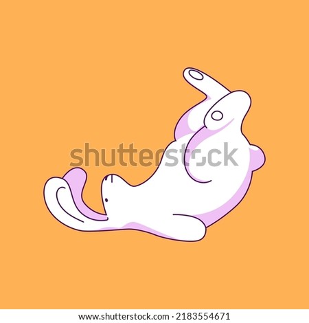 an anthropomorphic animal with human life situations. A simple rabbit is lying on its back after a hard day's work

