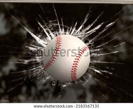 Baseball through broken window. for design