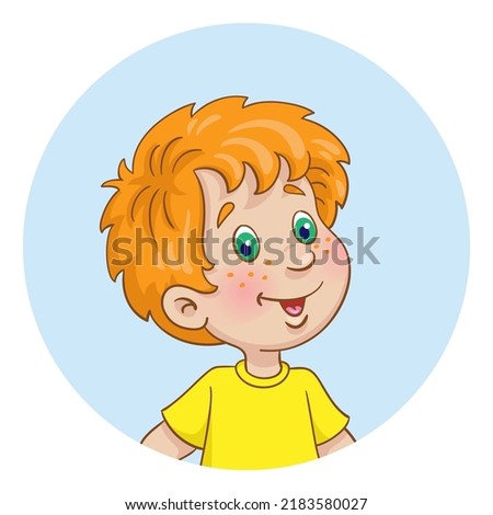 Portrait of a red-haired boy. Avatar icon in the circle. In cartoon style. Isolated on white background. Vector illustration. Royalty-Free Stock Photo #2183580027