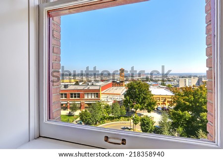 Window with city view. Tacoma  real estate, WA