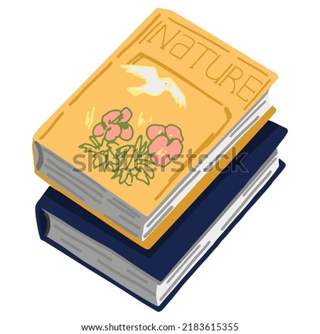Stack of school books doodle. Literature, textbooks for education. Cartoon style clipart. Vector illustration isolated on white background.