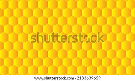 Abstract embossed hexagon. Honeycomb yellow background, light and shadow. Vector illustration.
