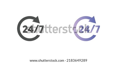 24 hours a day service concept vector icon isolated on white background in two colors style. 24 7 icon vector eps10. Royalty-Free Stock Photo #2183649289