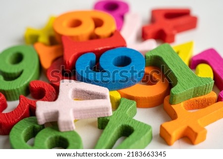Math number colorful on white background, education study mathematics learning teach concept. Royalty-Free Stock Photo #2183663345