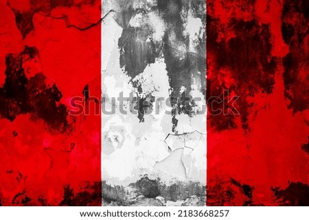 Flag of Peru on old grunge wall in background