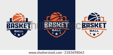 Basketball team emblem logo set design vector