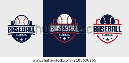 Baseball team emblem logo set design vector
