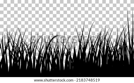 Meadow Grass Seamless Background. Cute Clean And Smooth Meadow Grass Border Design in Black Colors. All Object Are Separated. Vector Illustration. 