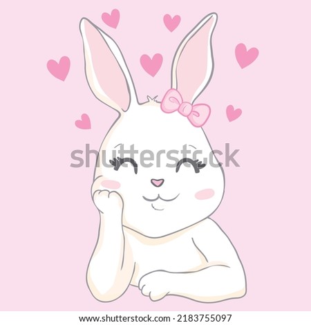 Cute little rabbit with pink glasses. Funny bunny face. Vector illustration for children print design, kids t-shirt, baby wear