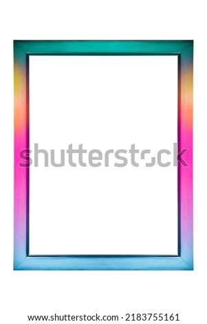 Rainbow color pink blue green yellow unicorn pony happy birthday party picture photo frame isolated. Photoframe mirror girl summer border or colorful children girly mermaid princess poster invitation
